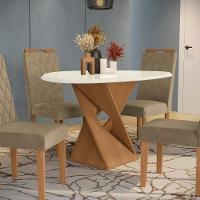 Conjunto Sala De Jantar Luna Kappesberg 4 Cadeiras Veludo Bege - 6