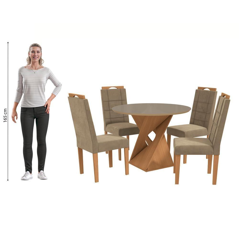 Conjunto Sala De Jantar Luna Kappesberg 4 Cadeiras Veludo Bege - 4