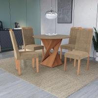 Conjunto Sala De Jantar Luna Kappesberg 4 Cadeiras Veludo Bege - 1