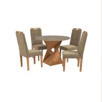 Conjunto Sala De Jantar Luna Kappesberg 4 Cadeiras Veludo Bege - 2