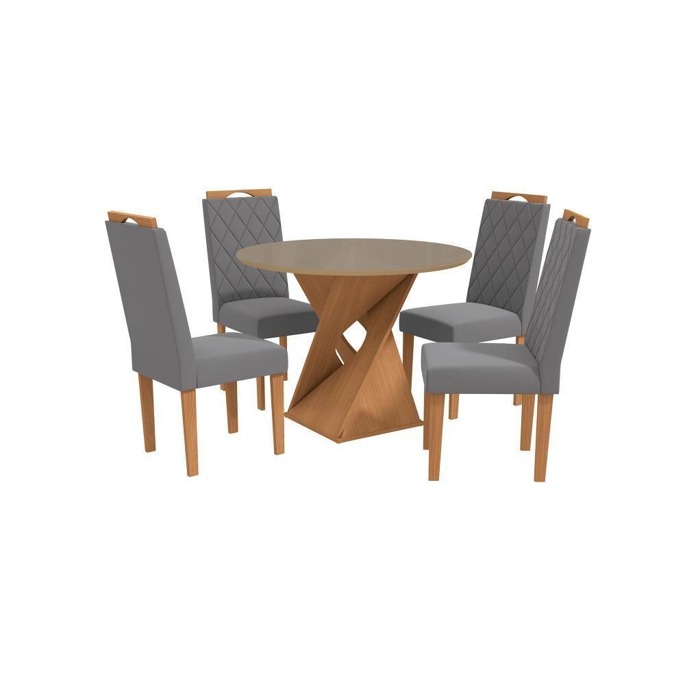 Conjunto Sala De Jantar Luna Kappesberg 4 Cadeiras Veludo Titanio - 2
