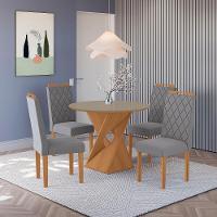 Conjunto Sala De Jantar Luna Kappesberg 4 Cadeiras Veludo Titanio - 1