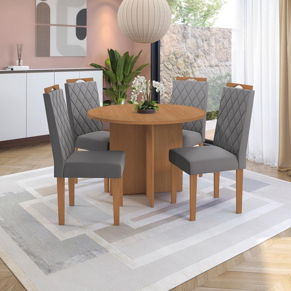 Conjunto Sala De Jantar Nira Kappesberg 4 Cadeiras Veludo Titanio - 1