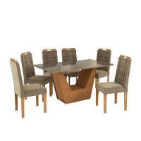 Conjunto Sala De Jantar Verbana Kappesberg 6 Cadeiras Veludo Bege - 2