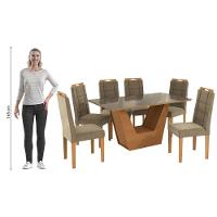 Conjunto Sala De Jantar Verbana Kappesberg 6 Cadeiras Veludo Bege