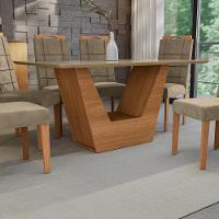 Conjunto Sala De Jantar Verbana Kappesberg 6 Cadeiras Veludo Bege - 6