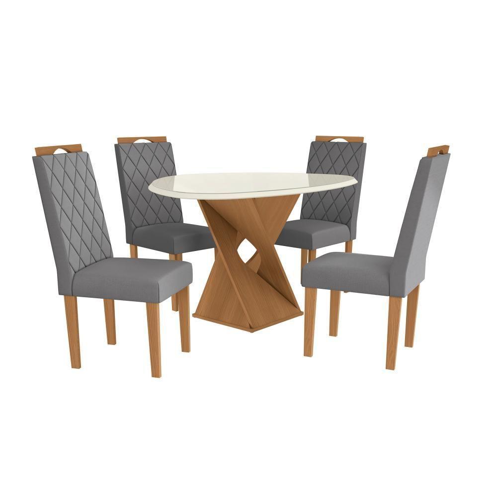 Conjunto Sala De Jantar Luna Kappesberg 4 Cadeiras Veludo Titanio - 2