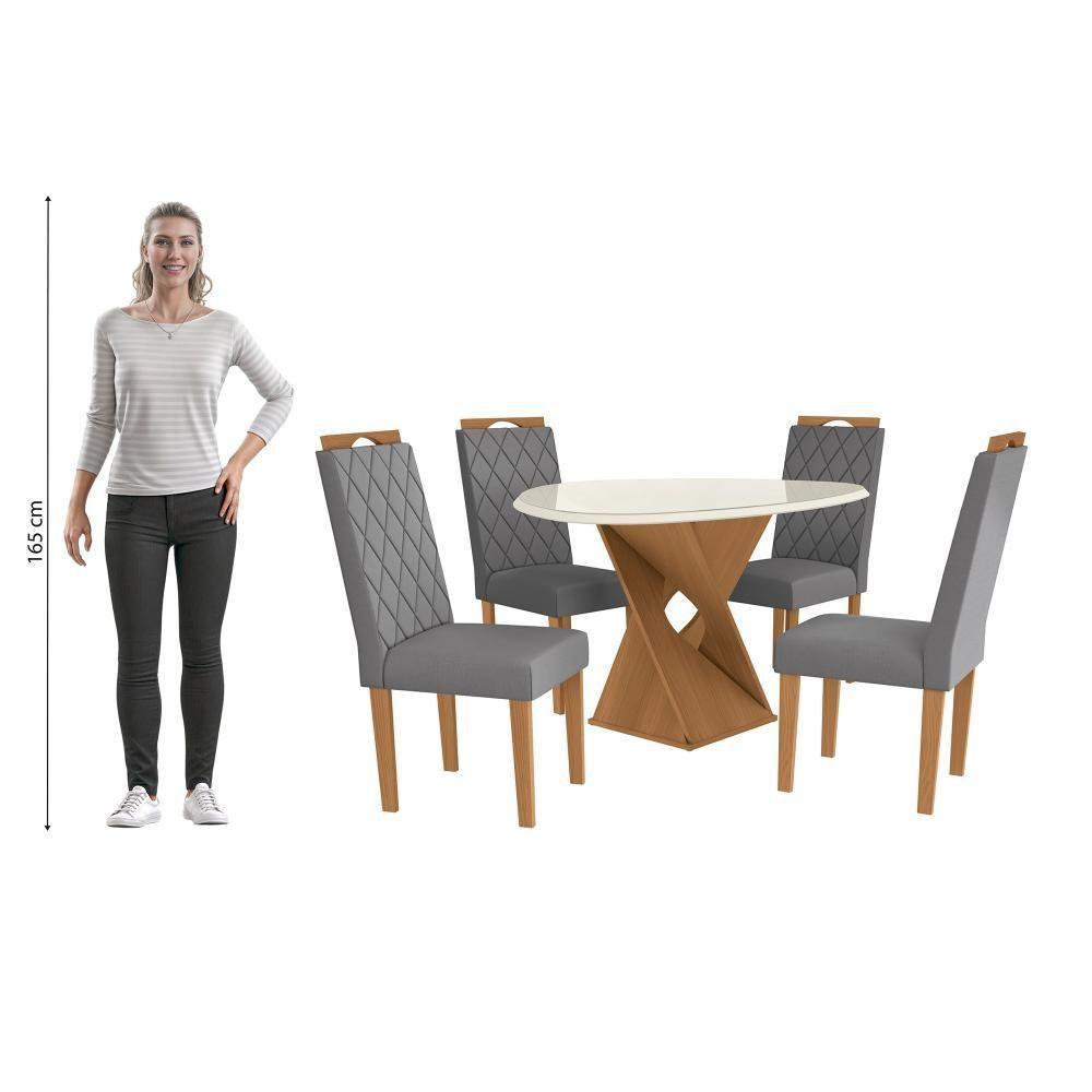Conjunto Sala De Jantar Luna Kappesberg 4 Cadeiras Veludo Titanio - 4