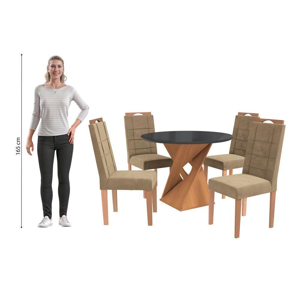 Conjunto Sala De Jantar Luna Kappesberg 4 Cadeiras Veludo Bege - 4