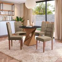 Conjunto Sala De Jantar Luna Kappesberg 4 Cadeiras Veludo Bege - 1