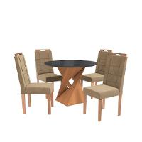 Conjunto Sala De Jantar Luna Kappesberg 4 Cadeiras Veludo Bege - 2