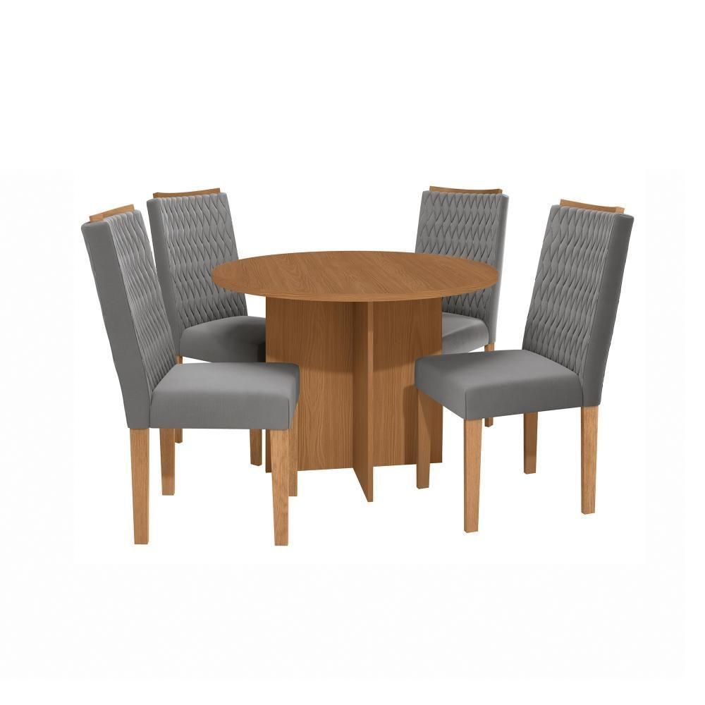 Conjunto Sala De Jantar Nira Kappesberg 4 Cadeiras Veludo Titanio - 5