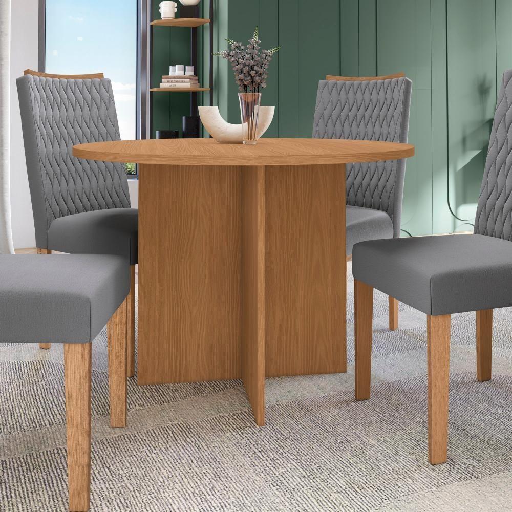 Conjunto Sala De Jantar Nira Kappesberg 4 Cadeiras Veludo Titanio - 10