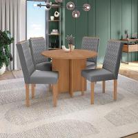 Conjunto Sala De Jantar Nira Kappesberg 4 Cadeiras Veludo Titanio - 1