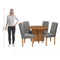 Conjunto Sala De Jantar Nira Kappesberg 4 Cadeiras Veludo Titanio - 7