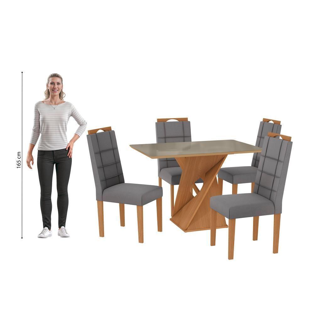 Conjunto Sala De Jantar Luna Kappesberg 4 Cadeiras Veludo Titanio - 4
