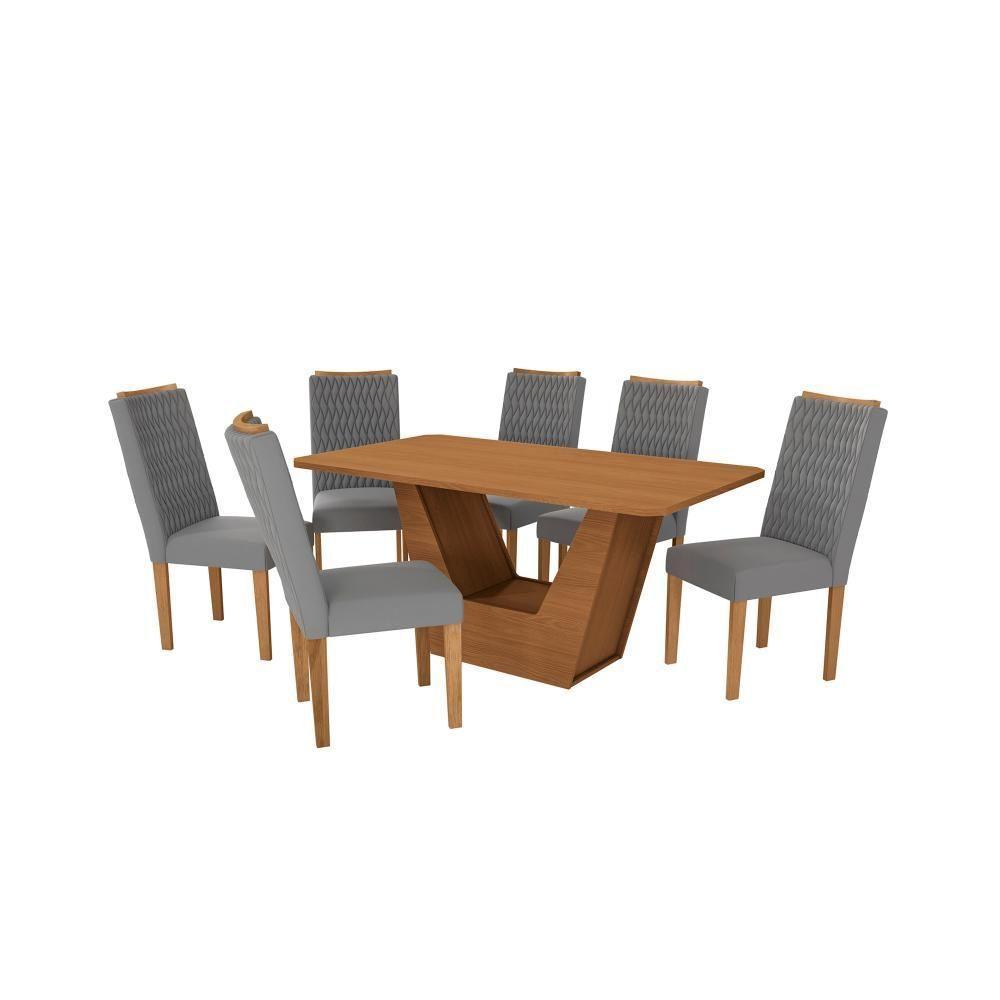 Conjunto Sala De Jantar Verbana Kappesberg 6 Cadeiras Veludo Titanio - 2
