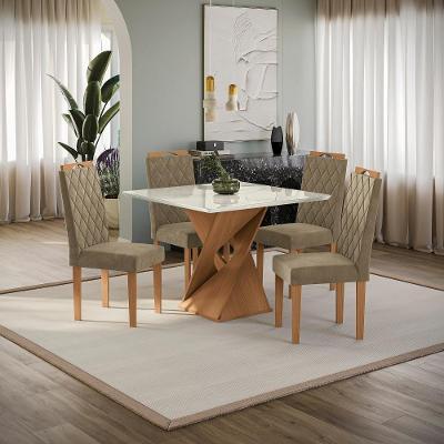 Conjunto Sala De Jantar Luna Kappesberg 4 Cadeiras Veludo Bege