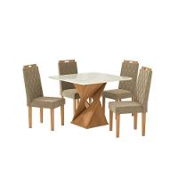 Conjunto Sala De Jantar Luna Kappesberg 4 Cadeiras Veludo Bege - 2