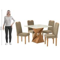 Conjunto Sala De Jantar Luna Kappesberg 4 Cadeiras Veludo Bege