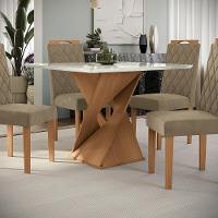 Conjunto Sala De Jantar Luna Kappesberg 4 Cadeiras Veludo Bege - 6