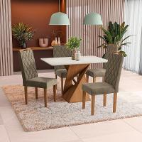 Conjunto Sala De Jantar Luna Kappesberg 4 Cadeiras Veludo Bege - 1