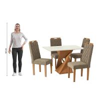 Conjunto Sala De Jantar Luna Kappesberg 4 Cadeiras Veludo Bege
