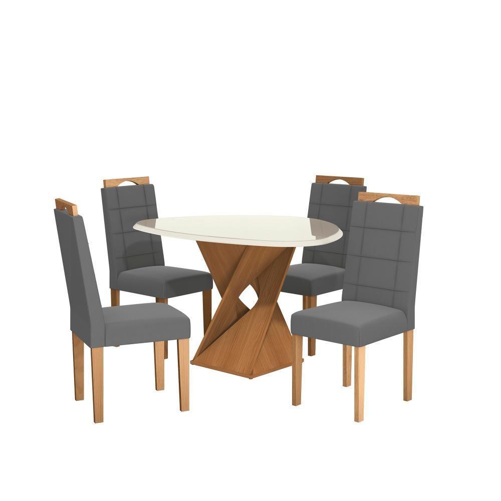 Conjunto Sala De Jantar Luna Kappesberg 4 Cadeiras Veludo Titanio - 2