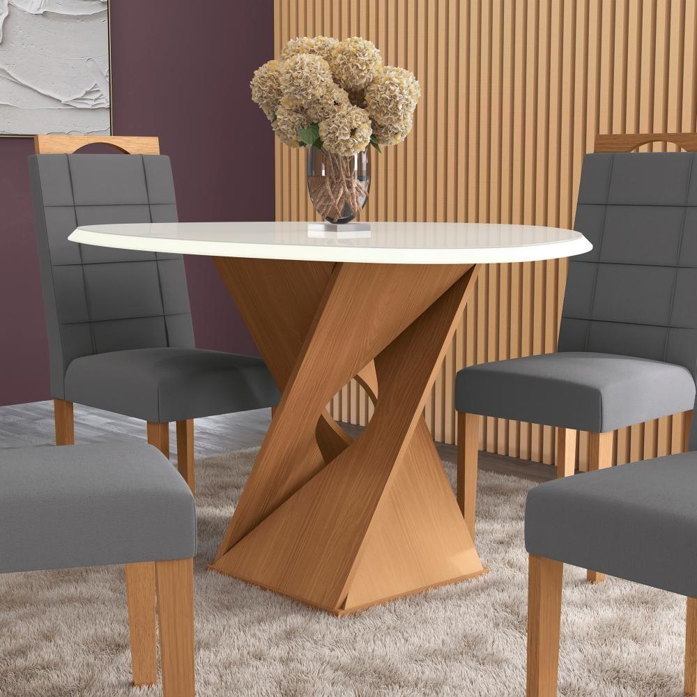 Conjunto Sala De Jantar Luna Kappesberg 4 Cadeiras Veludo Titanio - 6