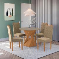 Conjunto Sala De Jantar Luna Kappesberg 4 Cadeiras Veludo Bege - 1