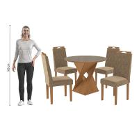 Conjunto Sala De Jantar Luna Kappesberg 4 Cadeiras Veludo Bege