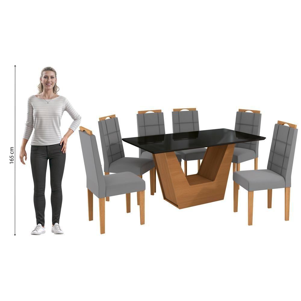 Conjunto Sala De Jantar Verbana Kappesberg 6 Cadeiras Veludo Titanio - 4