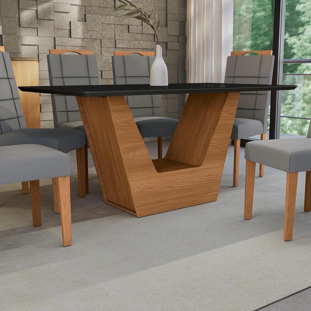 Conjunto Sala De Jantar Verbana Kappesberg 6 Cadeiras Veludo Titanio - 6