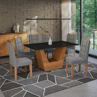 Conjunto Sala De Jantar Verbana Kappesberg 6 Cadeiras Veludo Titanio - 1