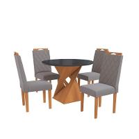Conjunto Sala De Jantar Luna Kappesberg 4 Cadeiras Veludo Titanio - 2