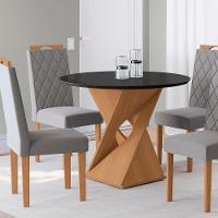 Conjunto Sala De Jantar Luna Kappesberg 4 Cadeiras Veludo Titanio - 6