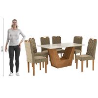 Conjunto Sala De Jantar Verbana Kappesberg 6 Cadeiras Veludo Bege