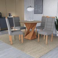 Conjunto Sala De Jantar Luna Kappesberg 4 Cadeiras Veludo Titanio - 1