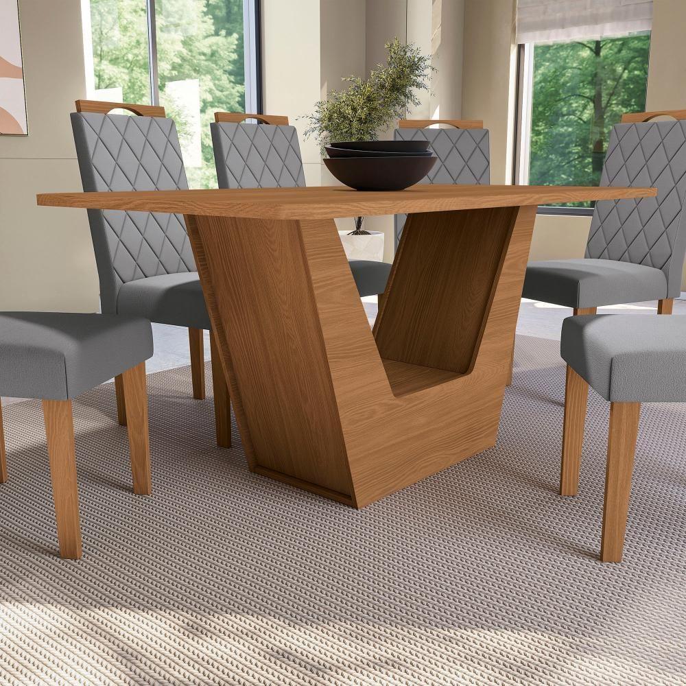 Conjunto Sala De Jantar Verbana Kappesberg 6 Cadeiras Veludo Titanio - 2