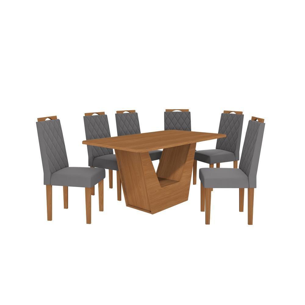 Conjunto Sala De Jantar Verbana Kappesberg 6 Cadeiras Veludo Titanio - 7