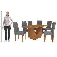 Conjunto Sala De Jantar Verbana Kappesberg 6 Cadeiras Veludo Titanio - 10