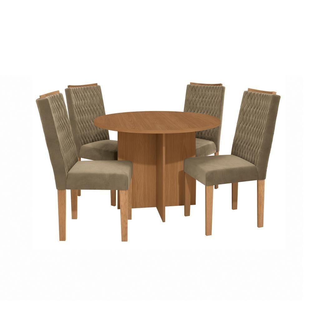 Conjunto Sala De Jantar Nira Kappesberg 4 Cadeiras Veludo Bege - 2