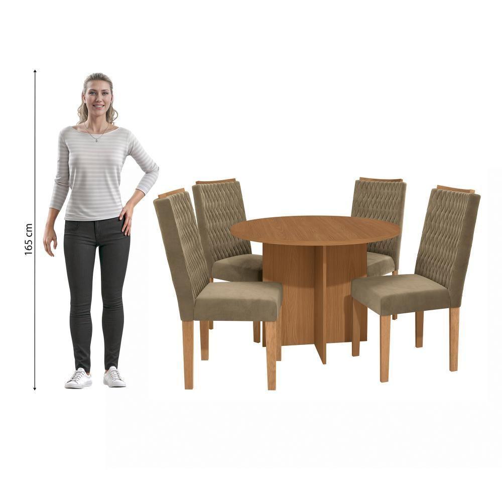 Conjunto Sala De Jantar Nira Kappesberg 4 Cadeiras Veludo Bege - 4