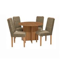 Conjunto Sala De Jantar Nira Kappesberg 4 Cadeiras Veludo Bege - 2