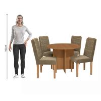 Conjunto Sala De Jantar Nira Kappesberg 4 Cadeiras Veludo Bege