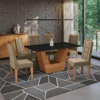 Conjunto Sala De Jantar Verbana Kappesberg 6 Cadeiras Veludo Bege - 1