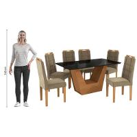 Conjunto Sala De Jantar Verbana Kappesberg 6 Cadeiras Veludo Bege - 9
