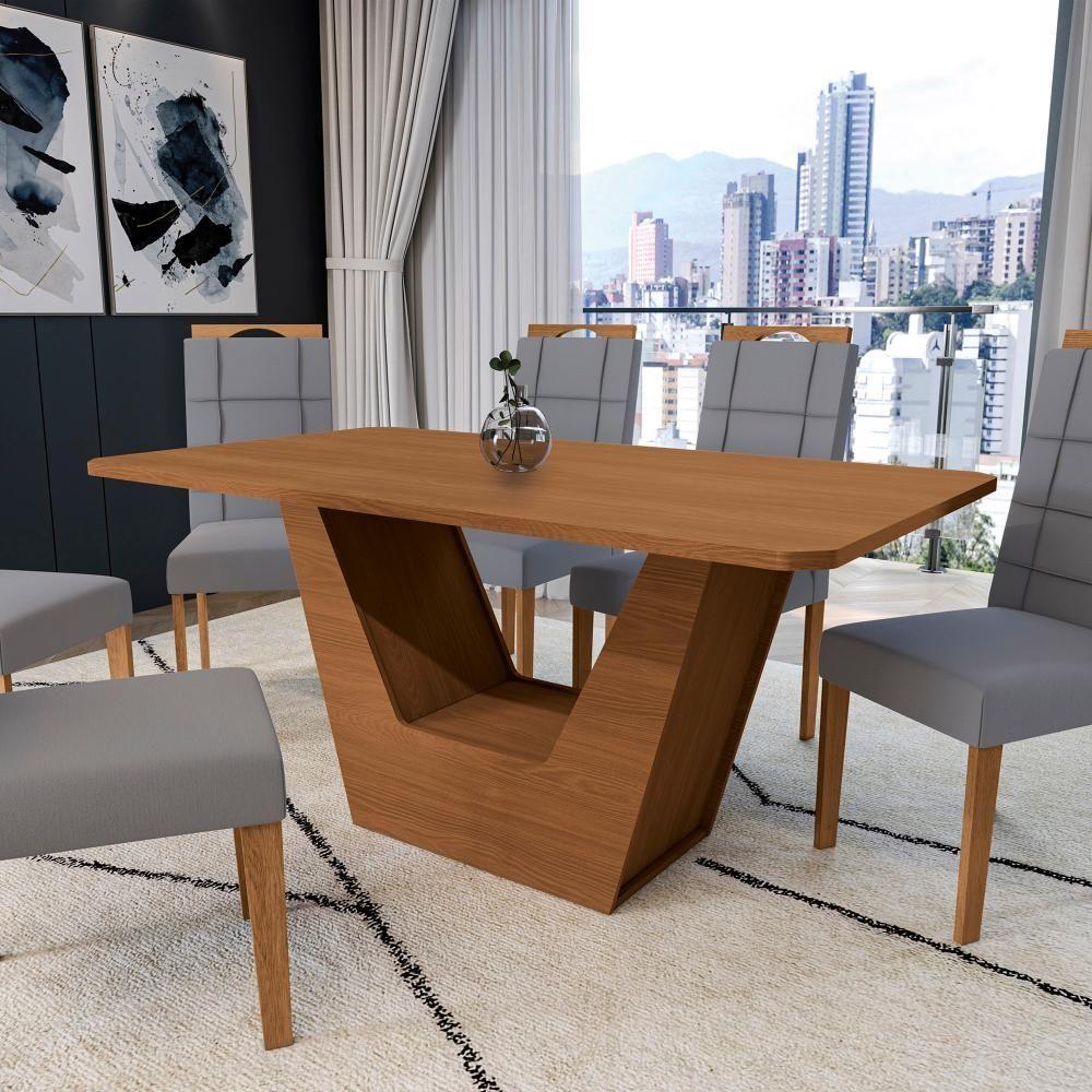 Conjunto Sala De Jantar Verbana Kappesberg 6 Cadeiras Veludo Titanio - 3