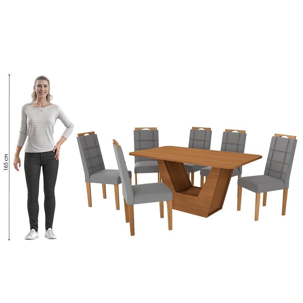 Conjunto Sala De Jantar Verbana Kappesberg 6 Cadeiras Veludo Titanio - 9