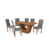 Conjunto Sala De Jantar Verbana Kappesberg 6 Cadeiras Veludo Titanio - 8